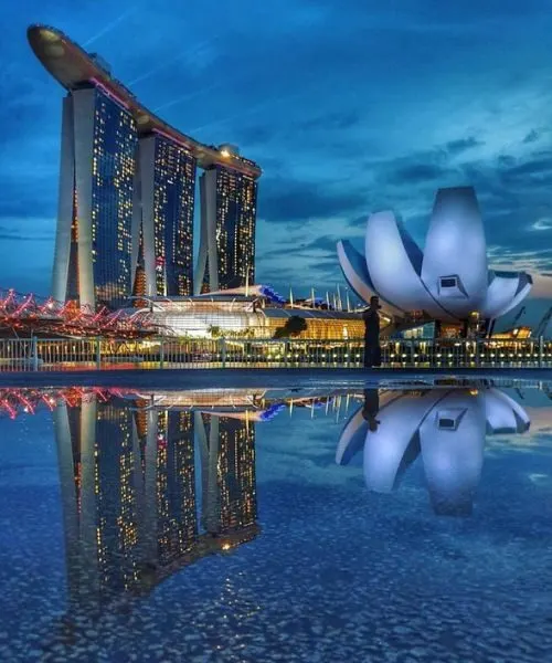 Marina Bay Sands hotel with stunning night reflection – Singapore Tour Packages