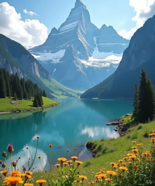 Breathtaking Swiss Alps with clear blue lake and mountains, included in Europe tour packages.