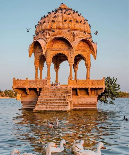 Jal Mahal in Jaipur surrounded by water and birds, a scenic heritage attraction included in a Jaipur tour package.